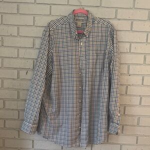 Duluth Trading Co. Checkered Cotton Shirt - Blue, Brown, White